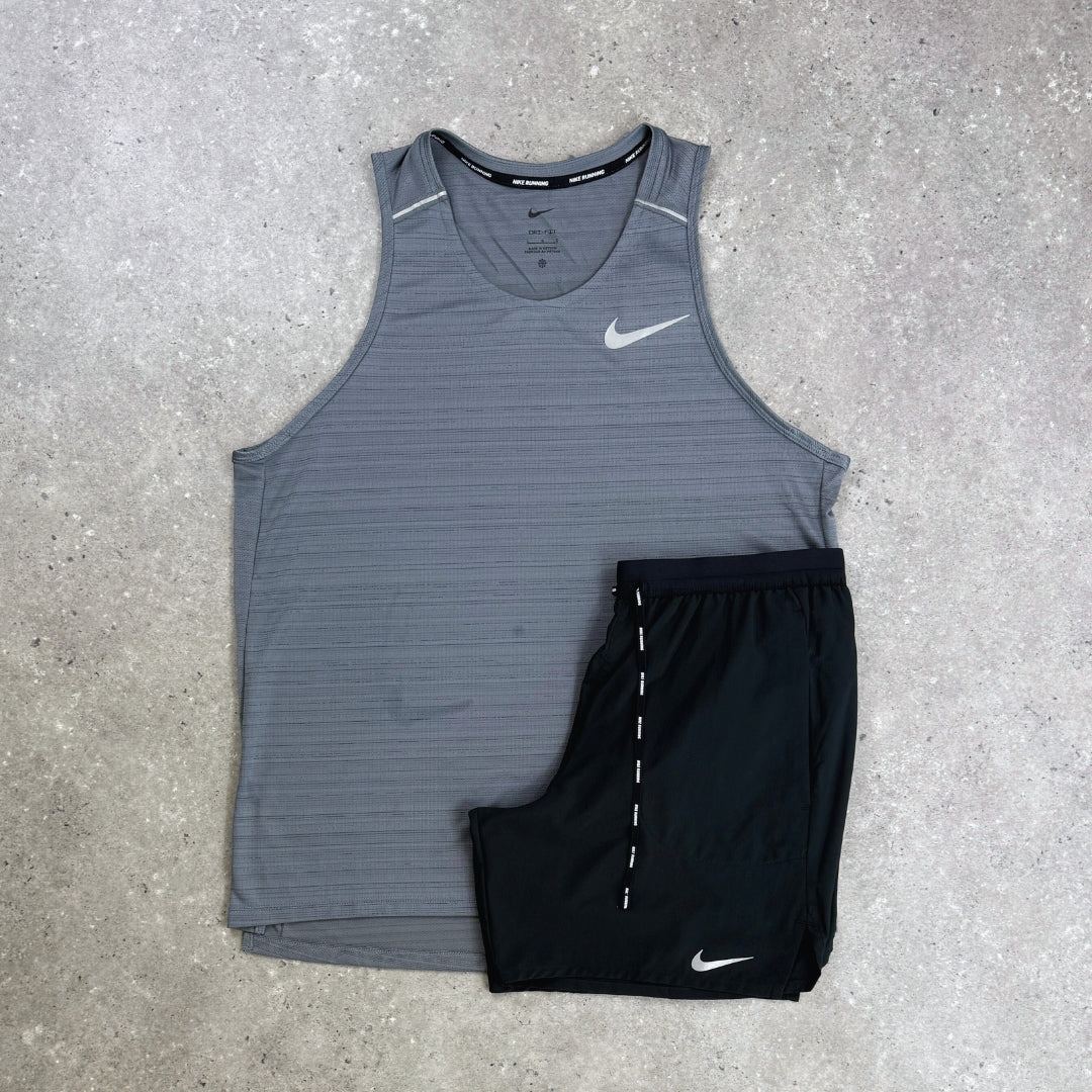 Nike Set- Grey 1.0 Miler Vest and 7" Flex Strides