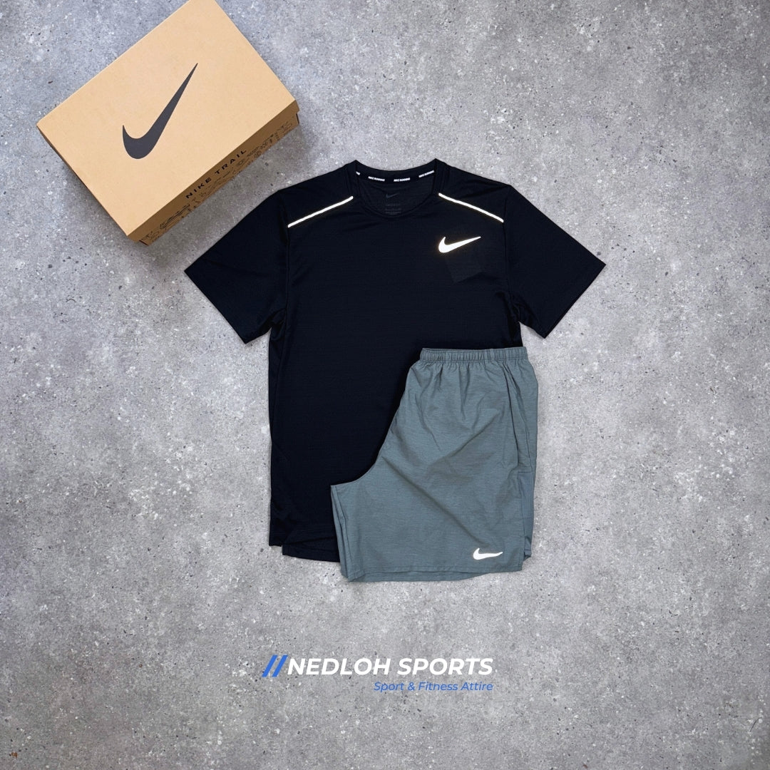 Nike Miler Set | Black Miler & Grey 7in Challenger Shorts