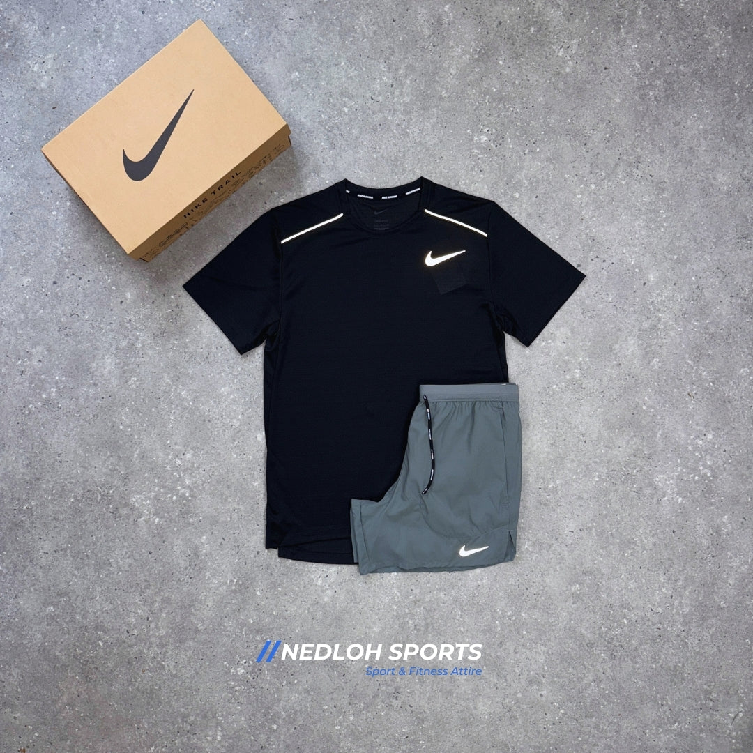 Nike Miler Set | Black Miler & Grey Flex Strides 7in Shorts