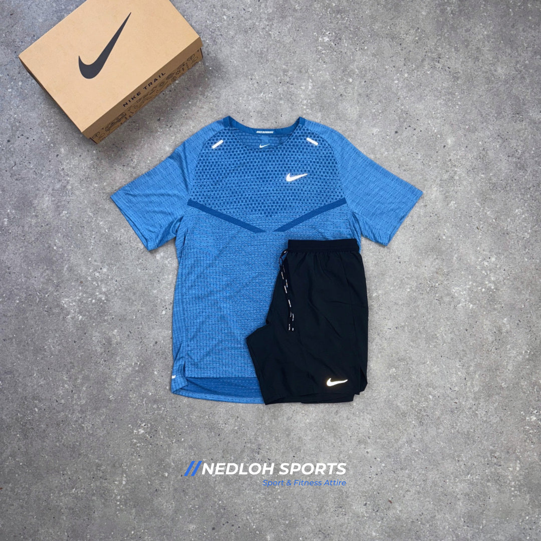 Nike Set | University Blue Techknit Tee & Black Flex Strides Shorts 7in