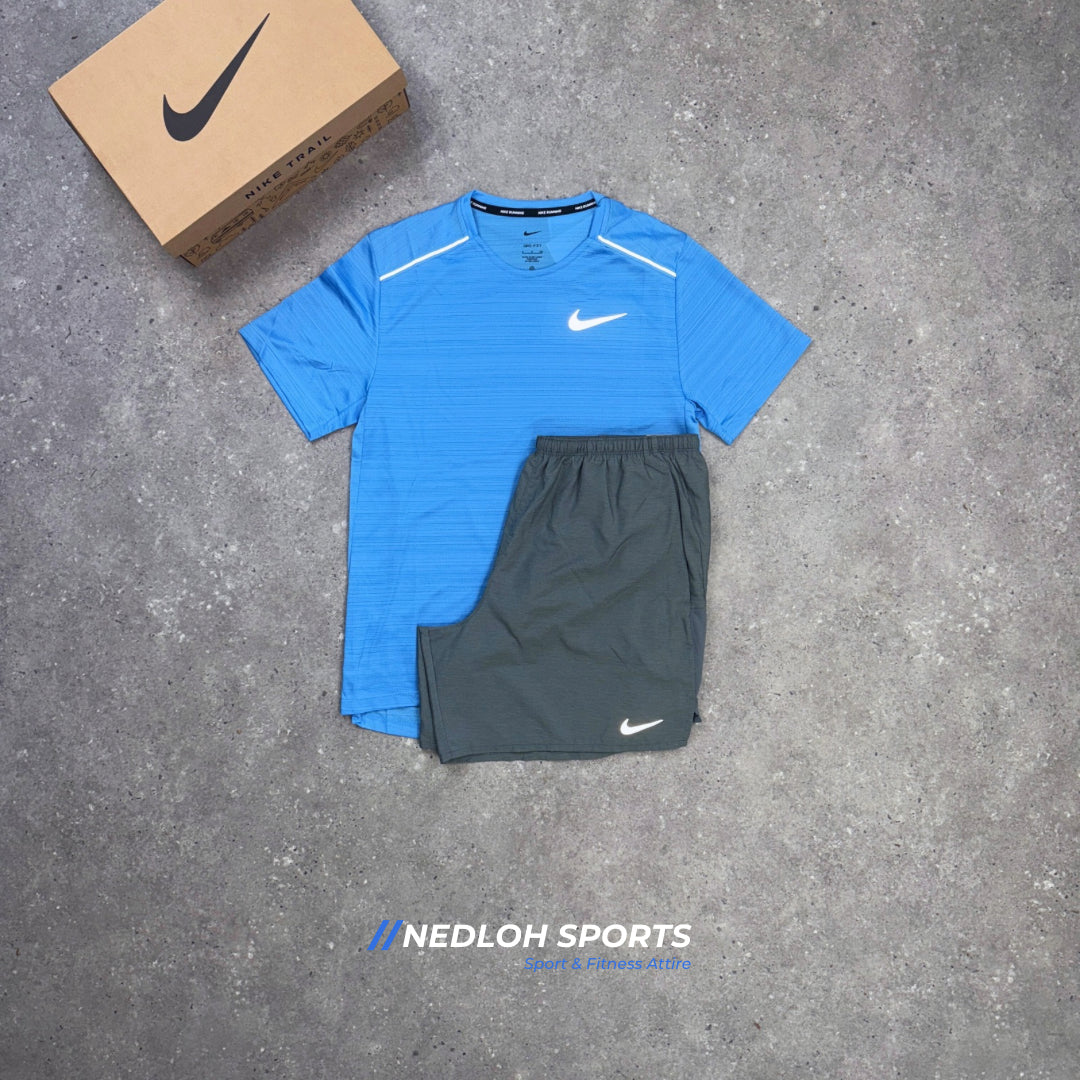 Nike Miler Set | University Blue Miler & Grey Challenger Shorts 7in
