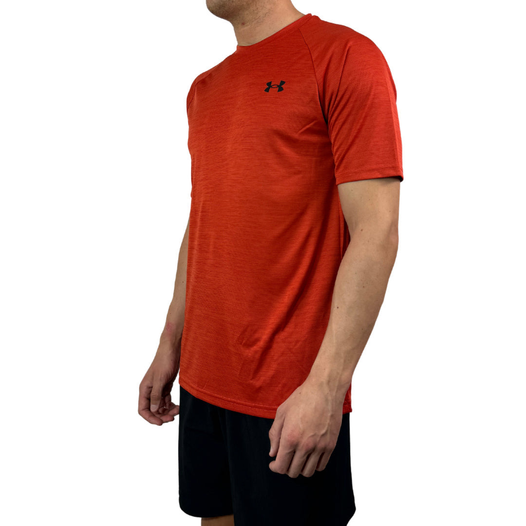 UA Red Velocity Tee and UA Speedpocket Shorts 7"