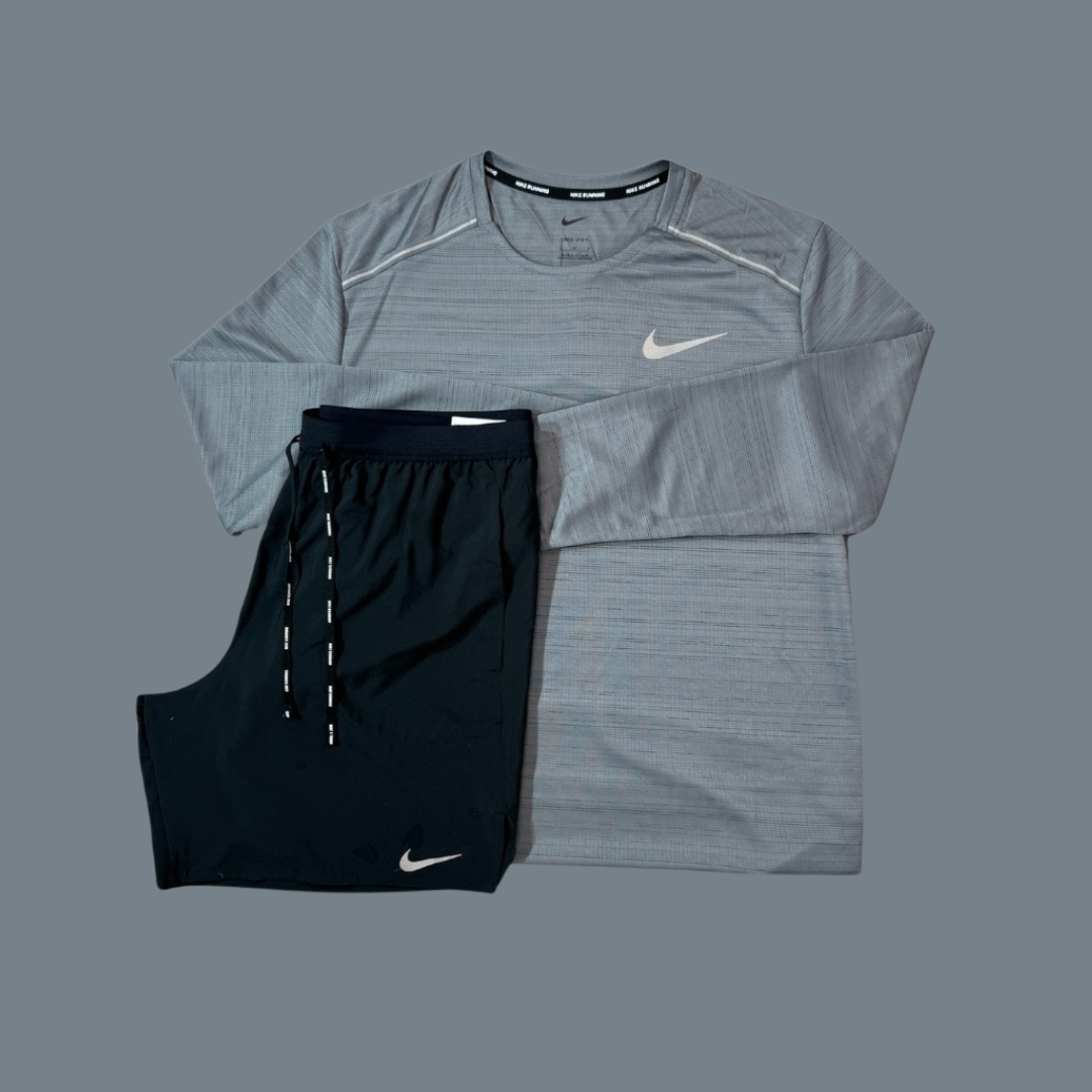 Nike Long Sleeve Set- Grey Long Sleeve Miler & 7in Flex Strides