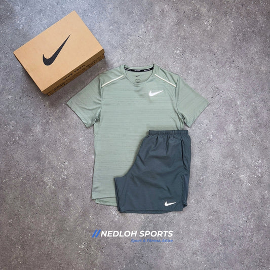 Nike Miler Set | Jade Horzon Miler & Grey Challenger 7in Shorts