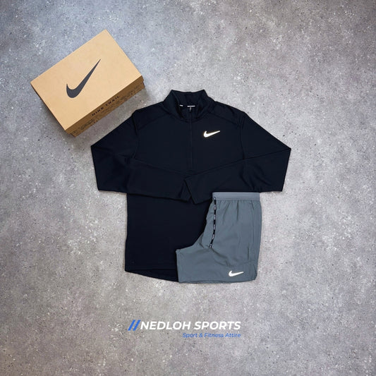 Nike 1/4 Zip Set | Black Pacer 1/4 Zip & Grey Flex Stride 7in Shorts