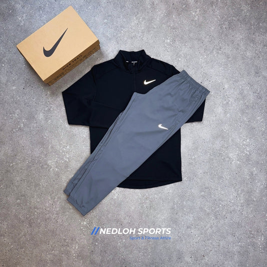 Nike 1/4 Zip Set | Black Pacer 1/4 Zip & Grey Challenger Trouser