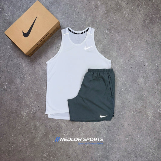 Nike Miler Set | White Miler Vest & Grey Challenger 7in Shorts