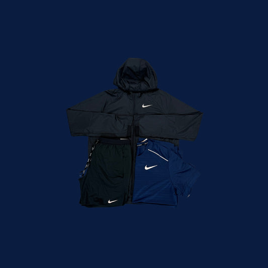 Nike Set | Essential Jacket, Black Flex Stride Shorts & Navy Miler