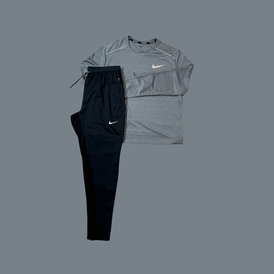 Nike Long Sleeve Set- Grey Long Sleeve Miler & Black Phenoms