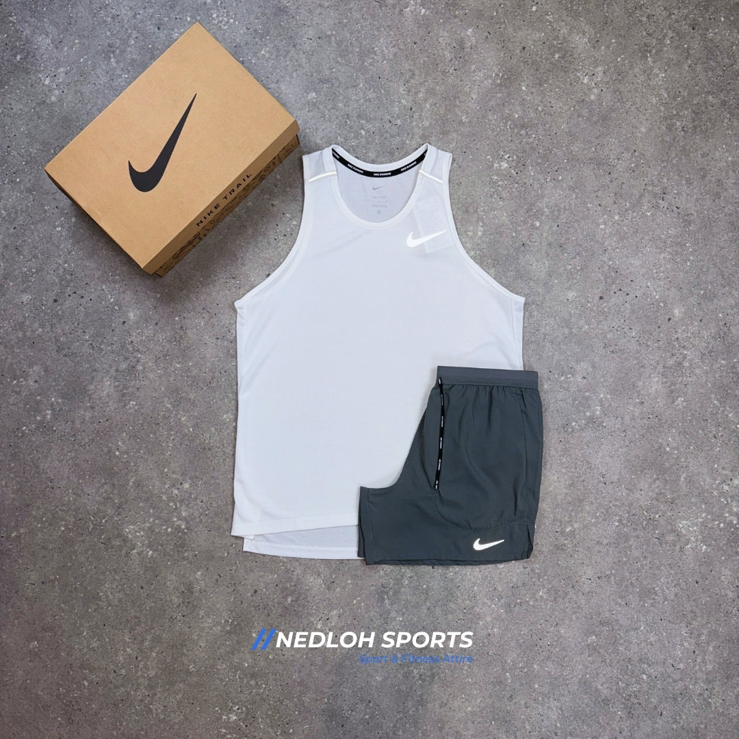 Nike Set | White Miler Vest & Grey Flex Stride 7in Shorts