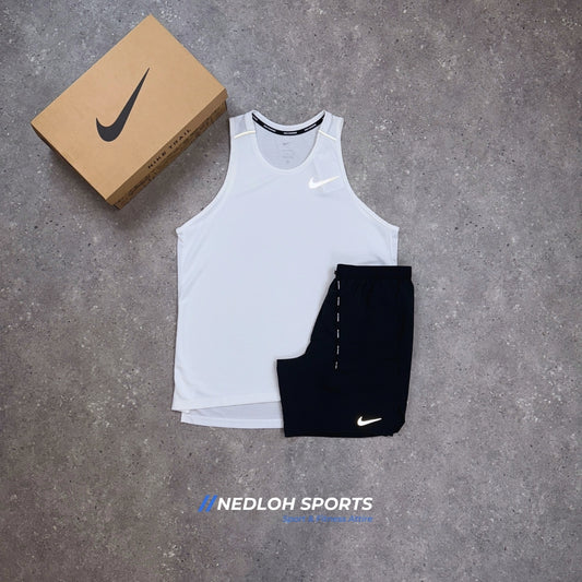 Nike Miler Set | White Miler Vest & Black Flex Stride 7in Shorts