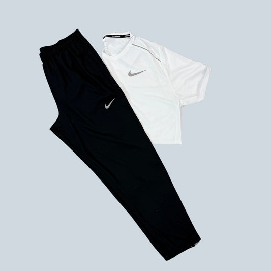 Nike Set | White Miler & Black Essential Woven Trouser