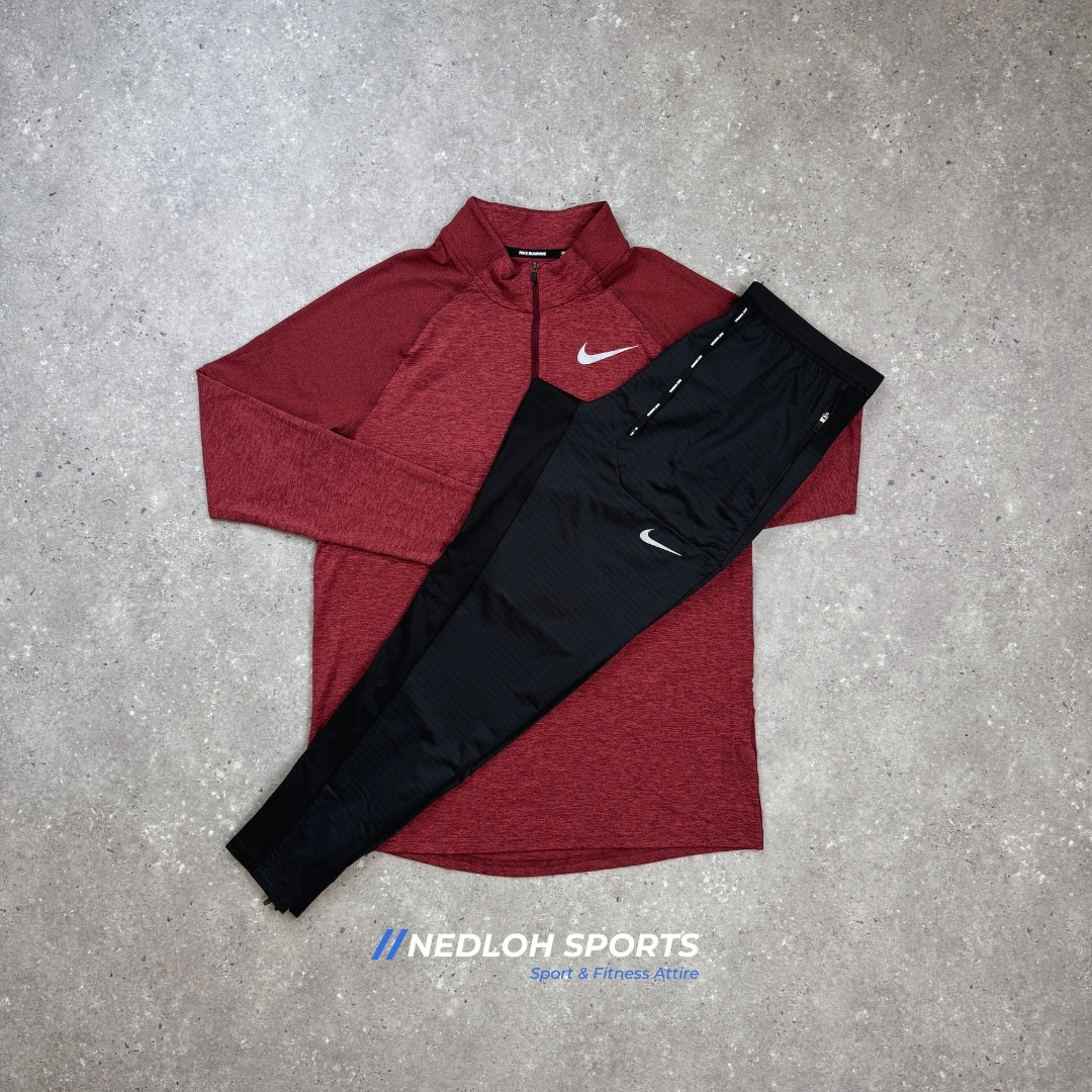 Nike 1/4 Zip Set | Maroon 1/4 Zip & Black Phenom Trouser