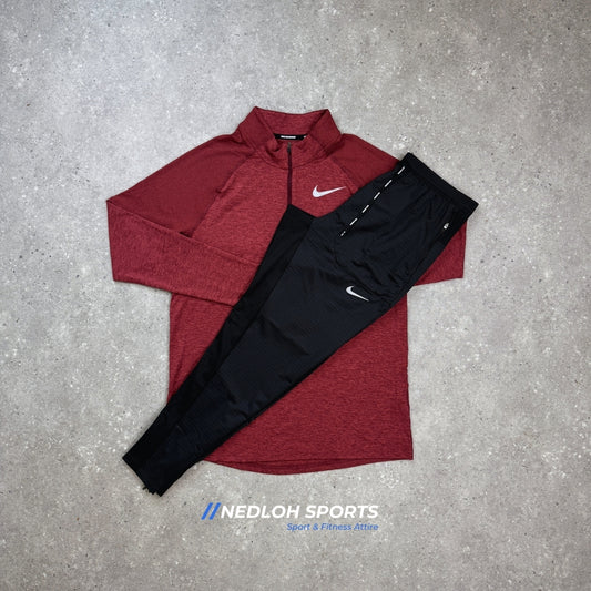 Nike 1/4 Zip Set | Maroon 1/4 Zip & Black Phenom Trouser