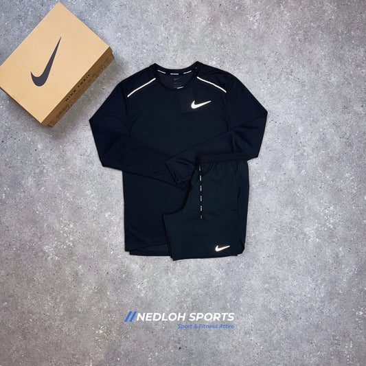 Nike Miler Set | Black Long Sleeve Miler & Black 7in Flex Stride Shorts