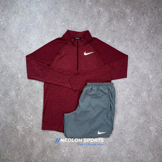 Nike Set | Maroon Element 1/4 Zip & Grey 7in Challenger Shorts