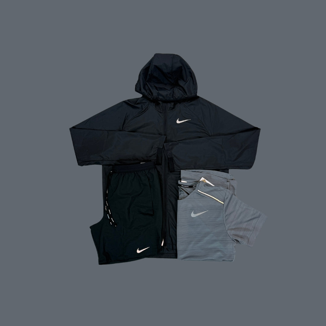 Nike Set | Essential Jacket, Black Flex Strides & Grey Miler