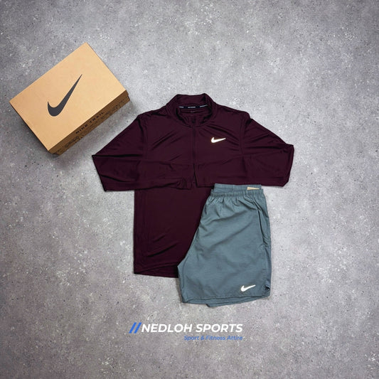 Nike Set | Midnight Maroon Pacer & Grey Challenger Shorts 7in