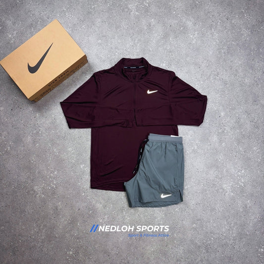 Nike Set | Midnight Maroon Pacer & Grey Flex Stride Shorts 5in