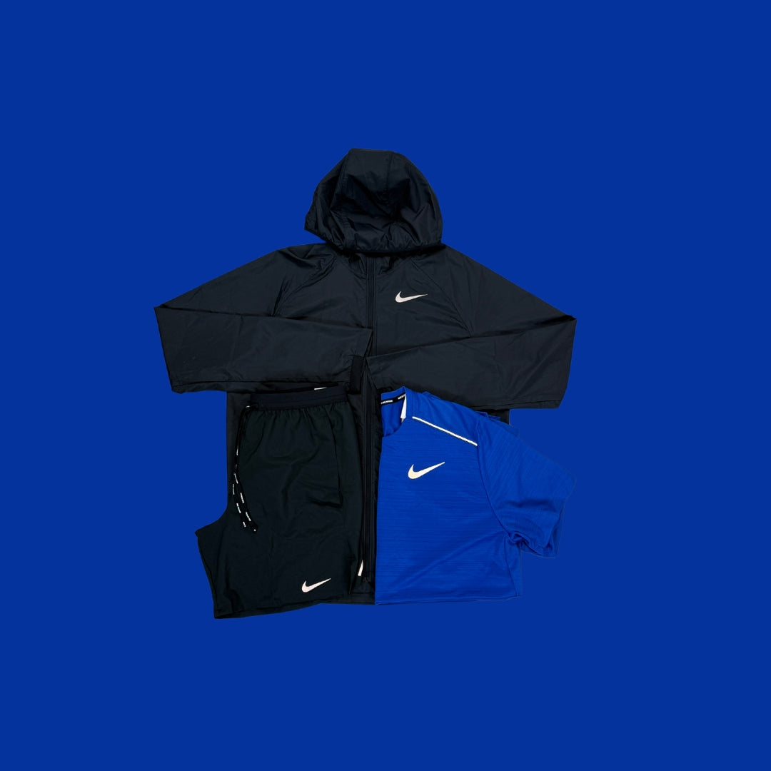 Nike Set | Essential Jacket, Black Flex Strides & Blue Miler