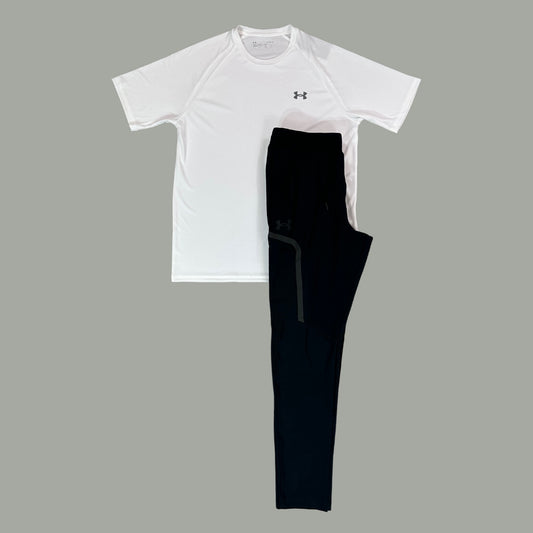 Under Armour Set | White Velocity Tee & Black Cargo Bottoms