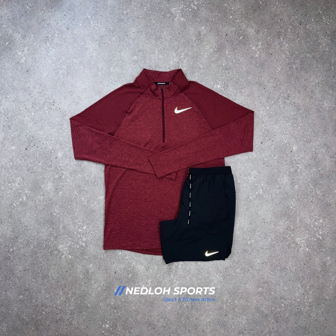 Nike 1/4 Set | Maroon 1/4 Zip & Black 7in Flex Stride Shorts