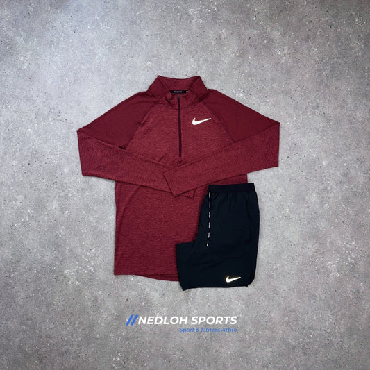 Nike 1/4 Set | Maroon 1/4 Zip & Black 7in Flex Stride Shorts