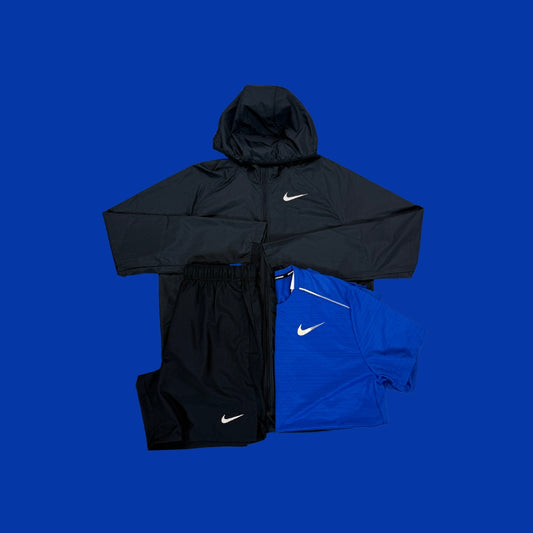 Nike Set | Essential Jacket, Black Challenger Shorts & Blue Miler