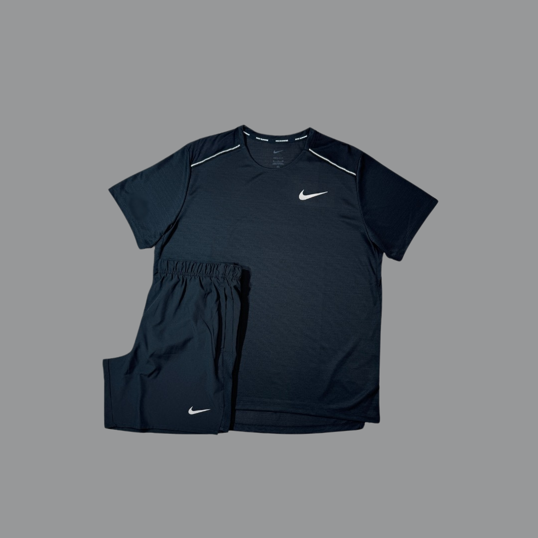 Nike Black Miler SS Shirt and Black Challenger 7inch Shorts