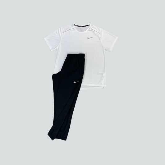 Nike Set- White Miler and Black Essential Woven Trouser