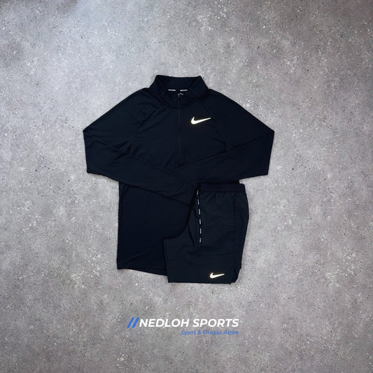 Nike 1/4 Zip Set | Black Element 1/4 Zip & Black Flex Strides