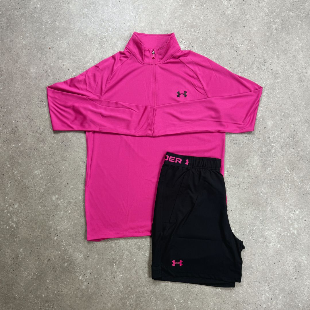 Under Armour Set | 1/4 Zip and Woven Shorts - Pink