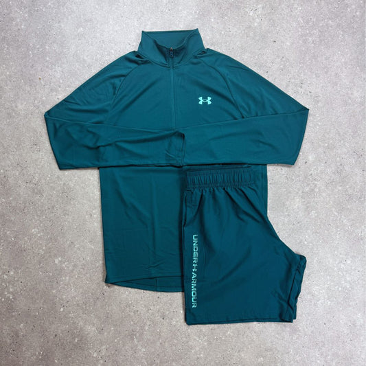 Under Armour Set | 1/4 Zip and Woven Shorts - Turquoise Green