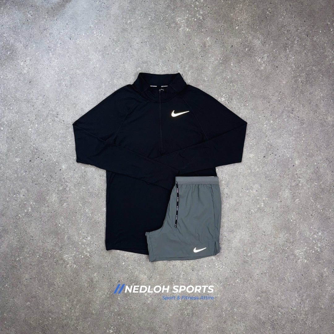 Nike Set | Black Element 1/4 Zip & Grey 7in Flex Strides