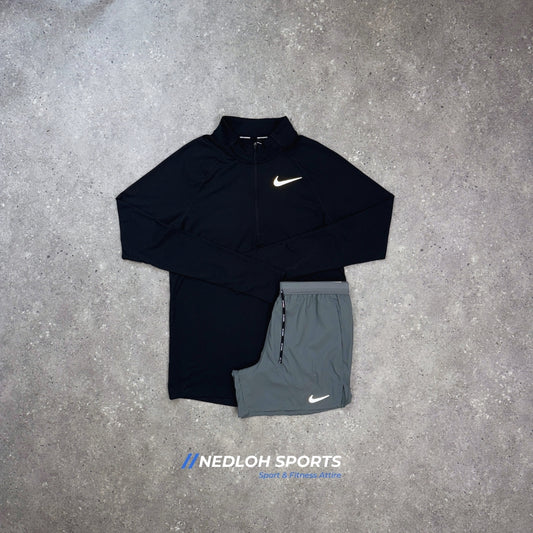 Nike Set | Black Element 1/4 Zip & Grey 7in Flex Strides