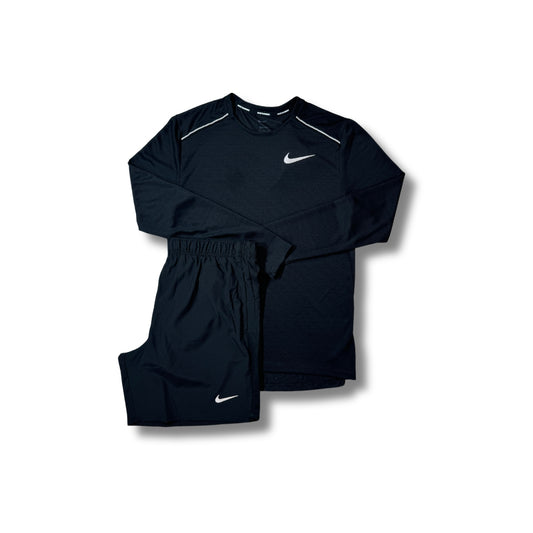 Black Long Sleeve Miler & Black Challenger Shorts