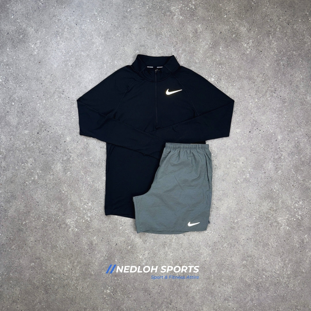 Nike Set | Black Element 1/4 Zip & Grey 7in Challenger Shorts