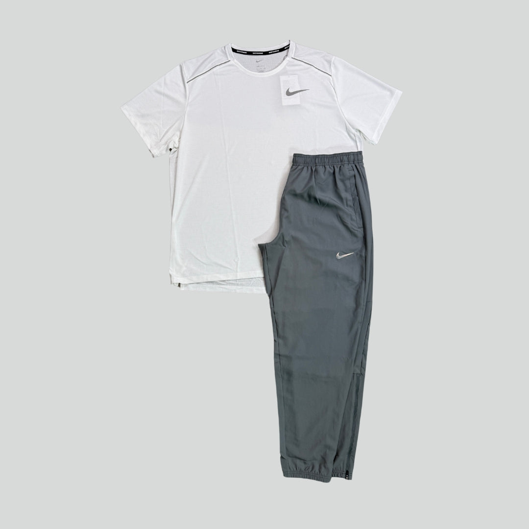 Nike Set | White SS Miler and Grey Woven Bottoms