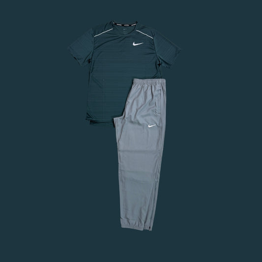 Nike Set | Deep Jungle SS Miler and Grey Woven Bottoms