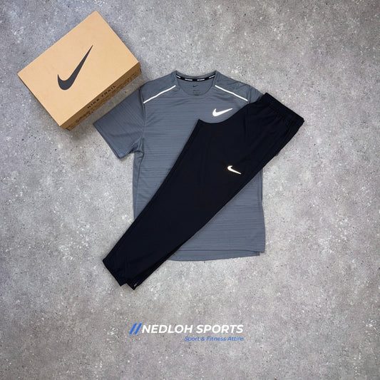 Nike Miler Set | Grey Miler and Black Challenger Trouser