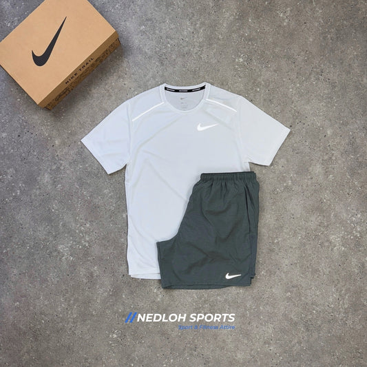 Nike Miler Set | White Miler & Grey Challenger 7in Shorts