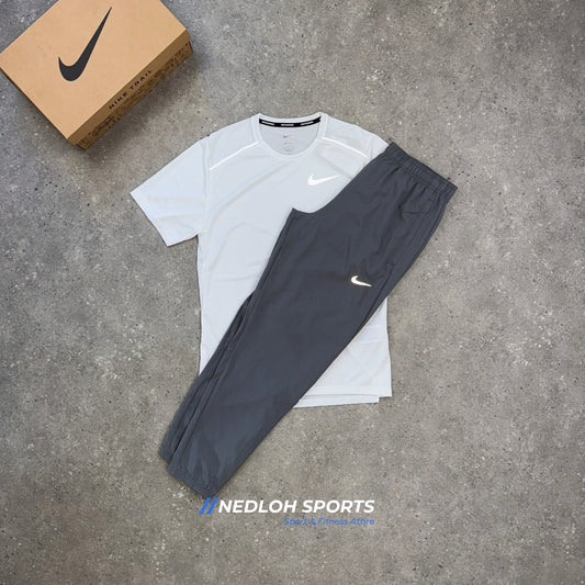 Nike Set | White Miler and Grey Woven Bottoms