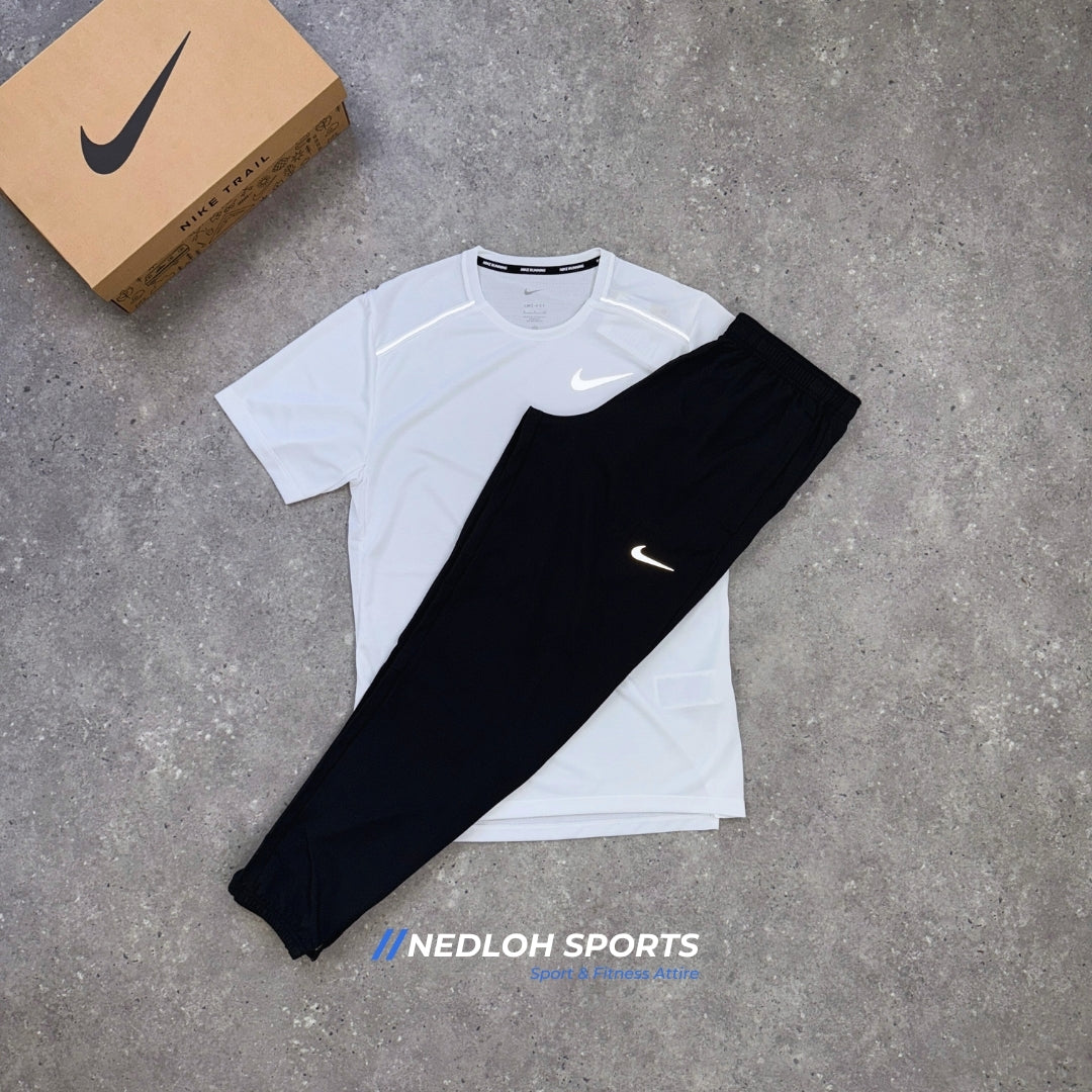 Nike Miler Set | White Miler & Black Challenger Trouser