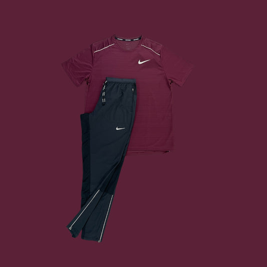 Nike Set- Midnight Maroon Miler and Black Phenom Bottoms