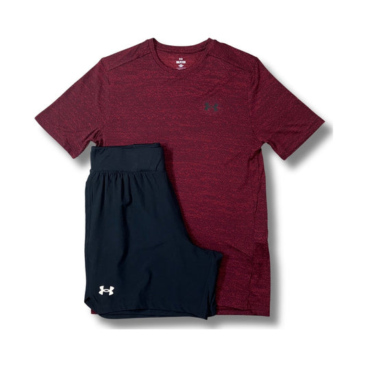 UA Set- Red Jacquard Tee and Shorts