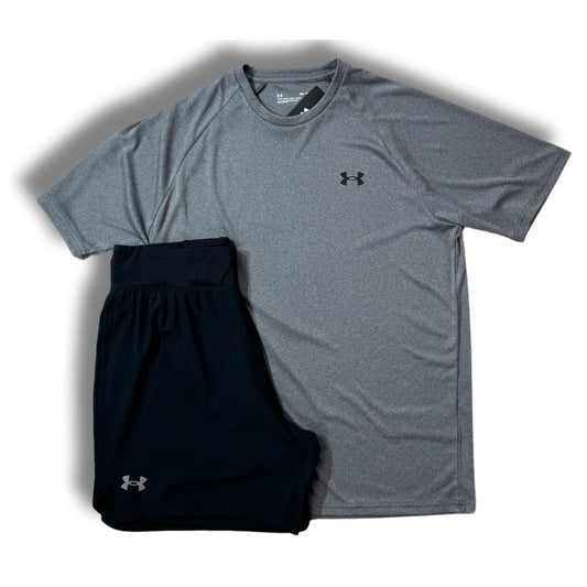 UA Grey Velocity Shirt and Shorts