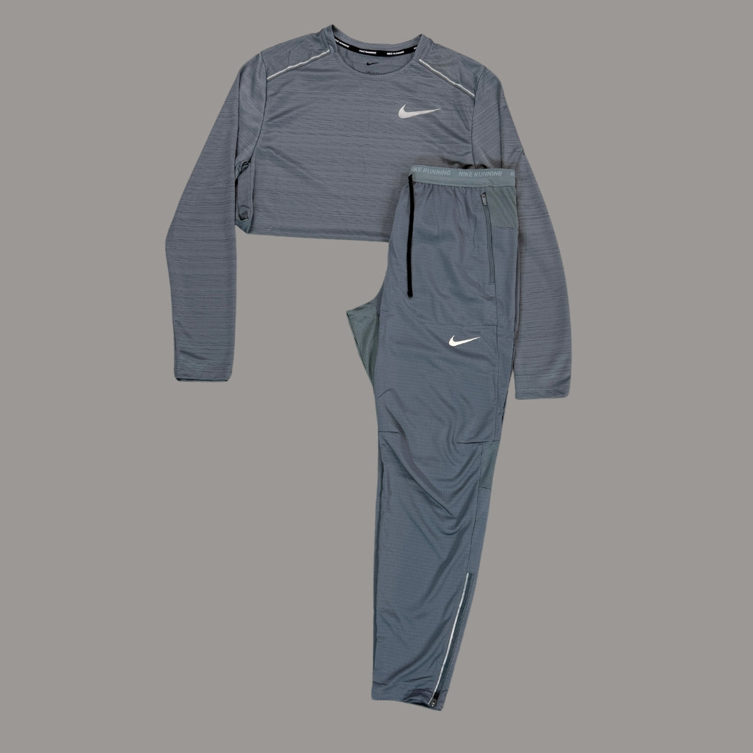 Nike Set | Grey Long Sleeve Miler & Grey Phenom Bottom