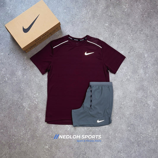 Nike Set | Midnight Maroon Miler & Grey Flex Stride 7in Shorts