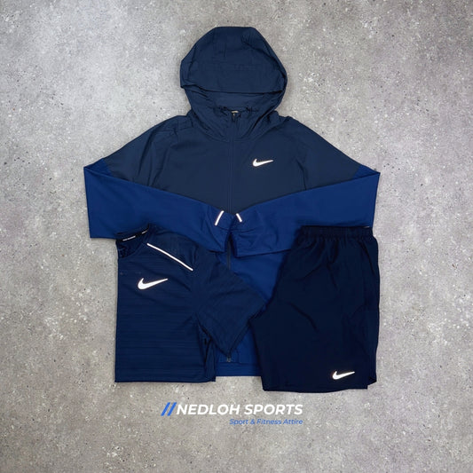 Nike Windrunner Tri Set | Thunder Blue Windrunner, Navy Miler, Navy 7in Challenger Shorts