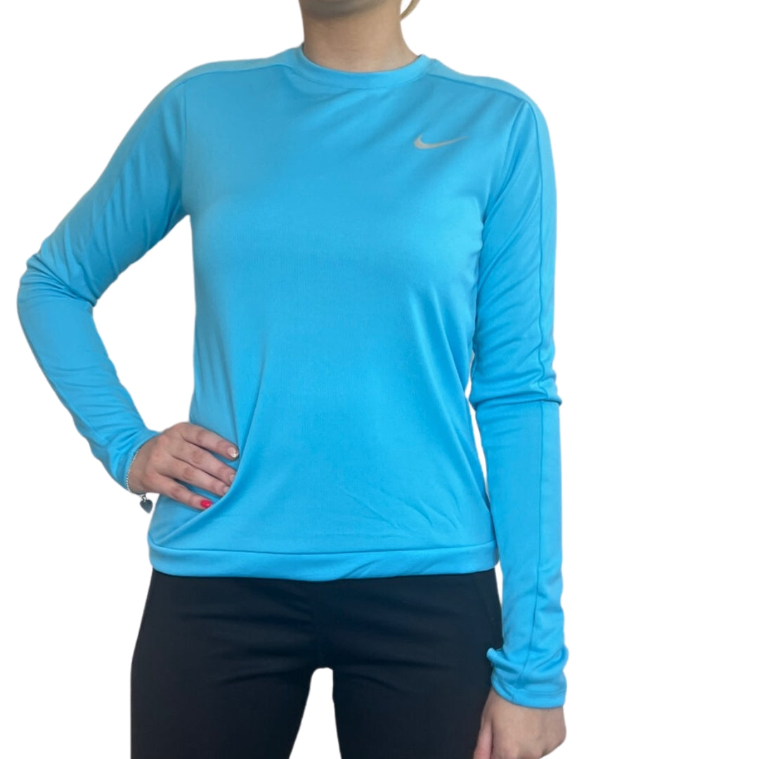 Nike Dri-FIT Crew Neck Long Sleeve Tee - Baltic Blue